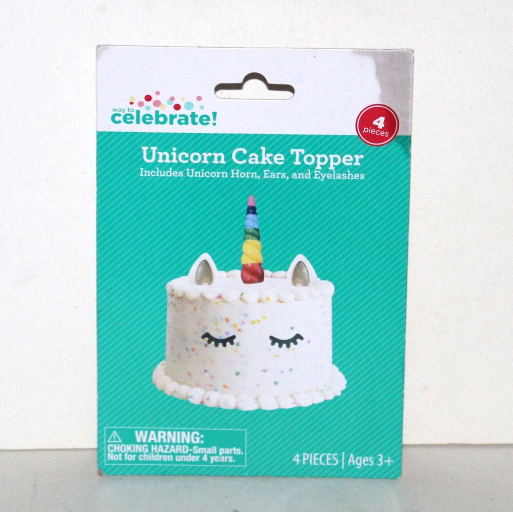 Rainbow Unicorn Cake Decoration Topper set horn ears eyelashes NEW fun